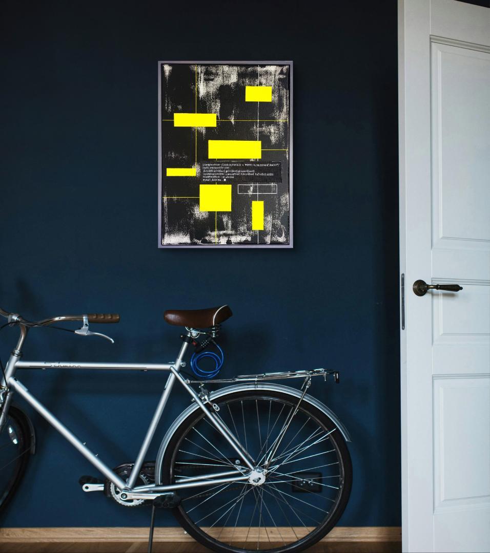 デジタル'85 / 抽象画 キャンバス 額セット 44×32㎝ 原画1点のみ