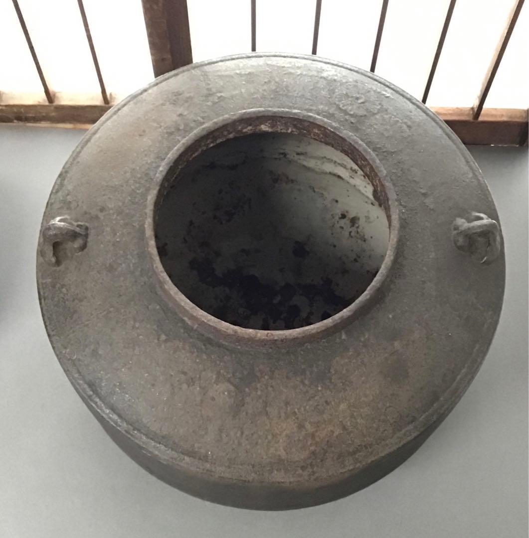 骨董品　茶道具　肩衝釜　蓋つまみ装飾豪華￼ 昭和36年以前の品　共箱　S80KK