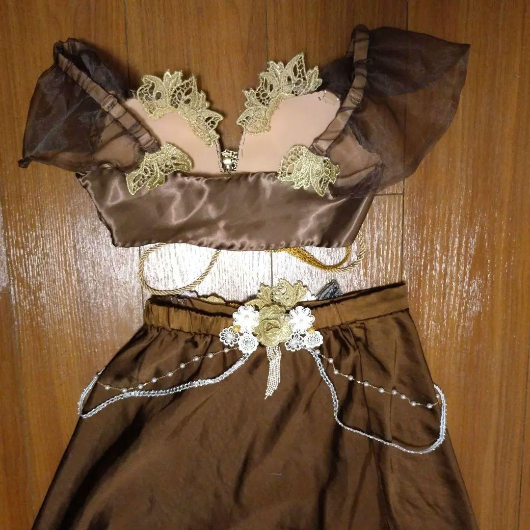 ベリーダンス セットアップ 衣装　ブラウン　サテン　茶色　ブラベルト