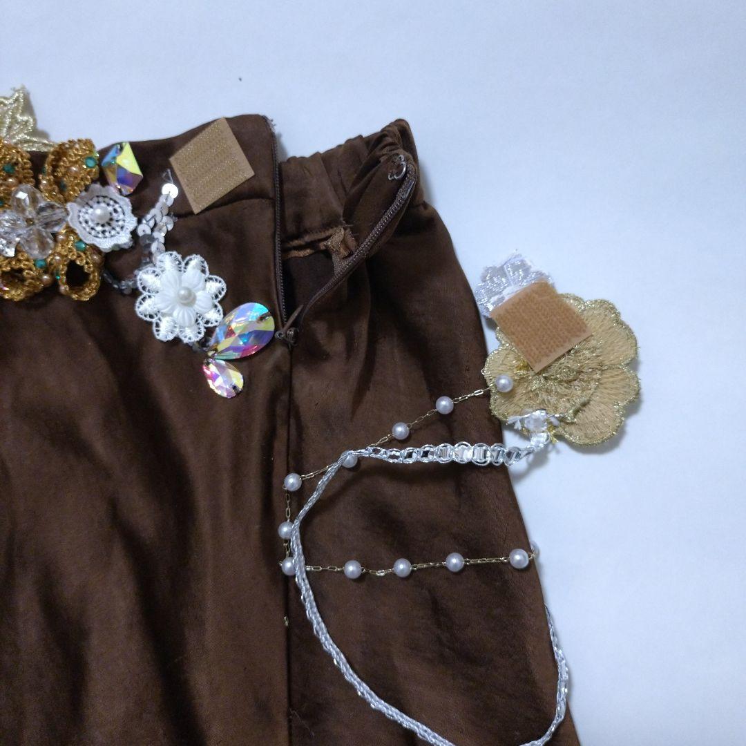 ベリーダンス セットアップ 衣装　ブラウン　サテン　茶色　ブラベルト