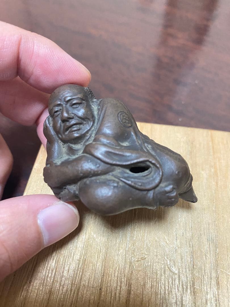 備前　置き根付　侍　焼物