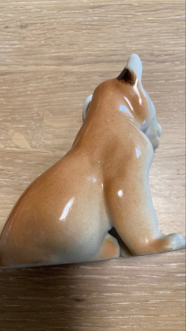 希少　ロモノーソフ　陶器製ヒョウと子ライオンフィギュアセット