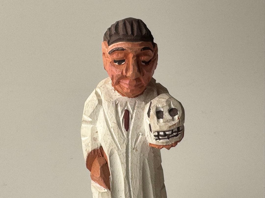 ヴィンテージ 木彫りウッドカービング マドロス人形 アメリカ 医者 頭蓋骨付き