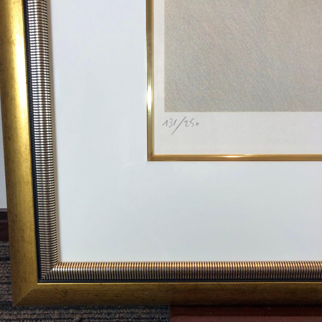 ボンコンパン　「アネモネの花束」 リトグラフ　作家直筆サイン入り　額縁付絵画