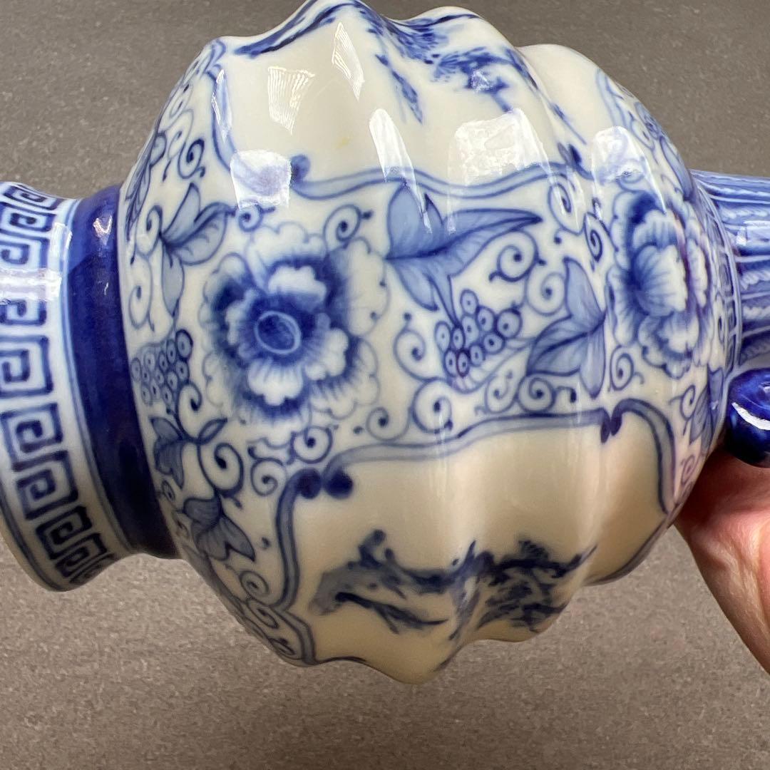 中国青花 染付 双耳瓶 花瓶 壺 陶磁器 古美術