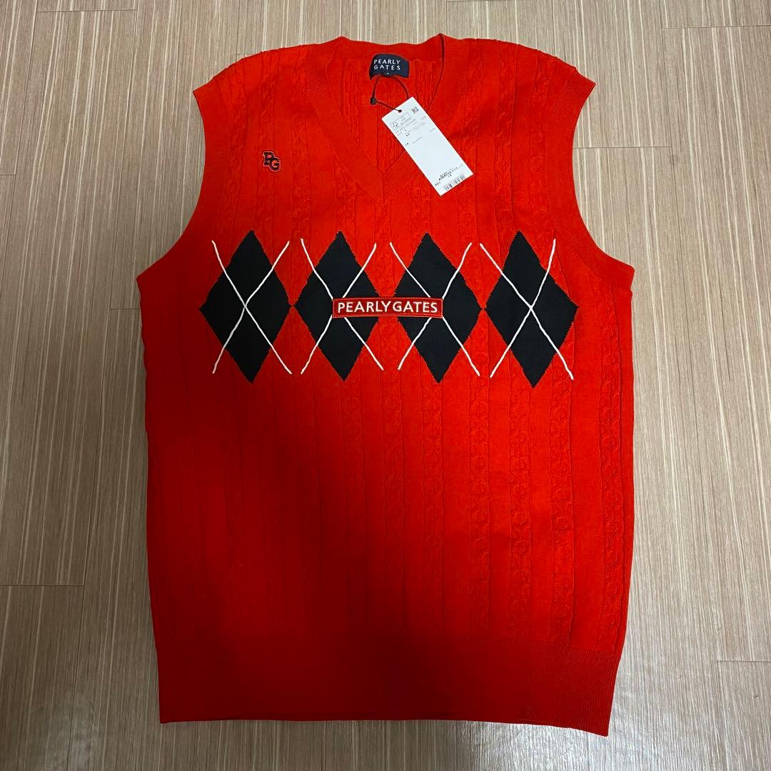 新品タグ付き　パーリーゲイツ　アーガイルベスト　サイズL