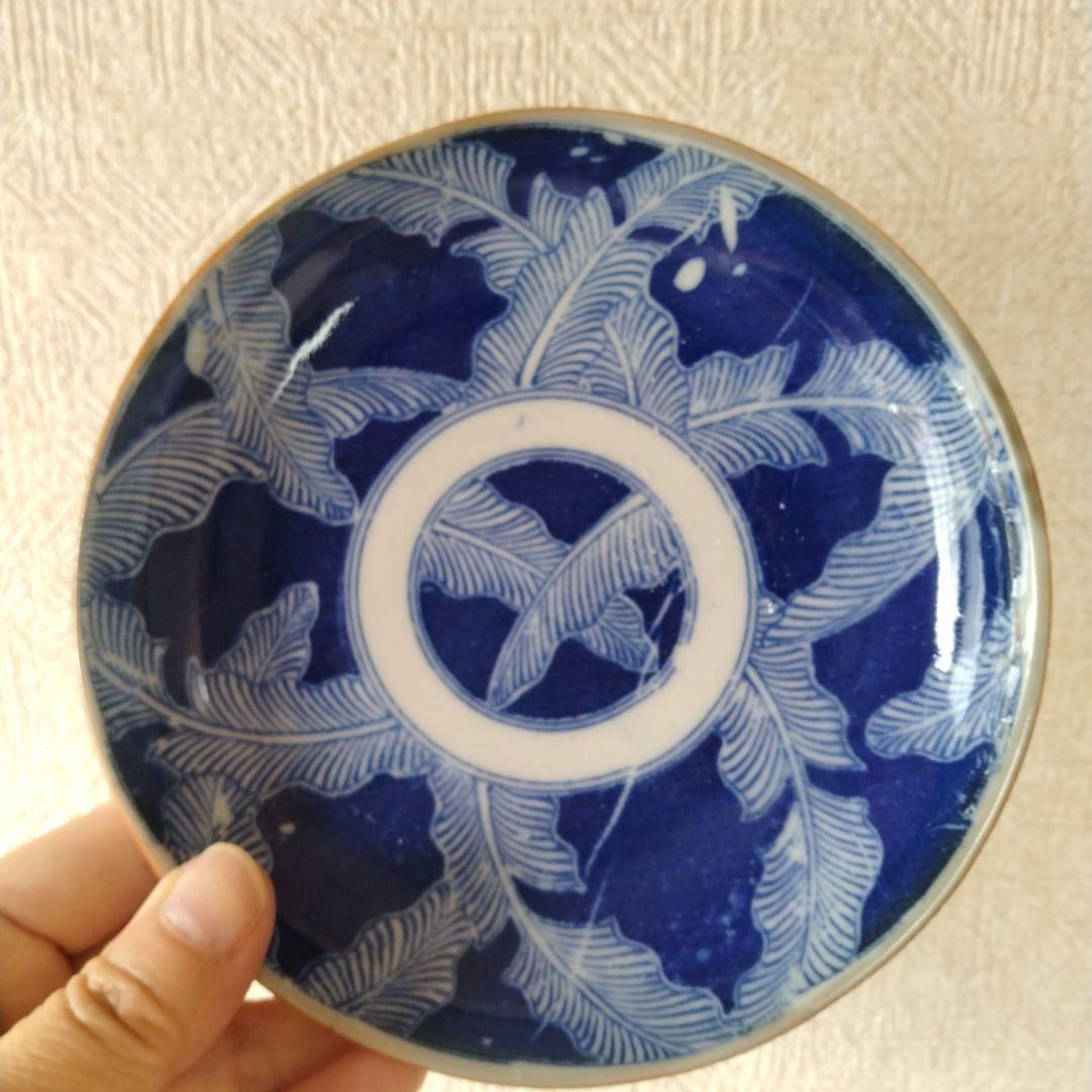 古伊万里明治印判芭蕉文平皿五客