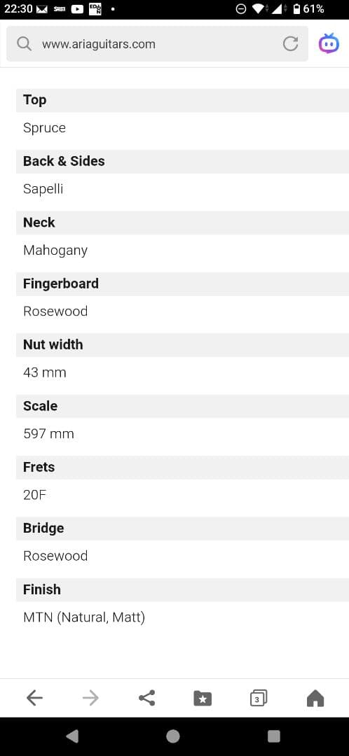 Aria-151 小型（ミニ）アコースティックギター 初心者練習用ワンオーナー