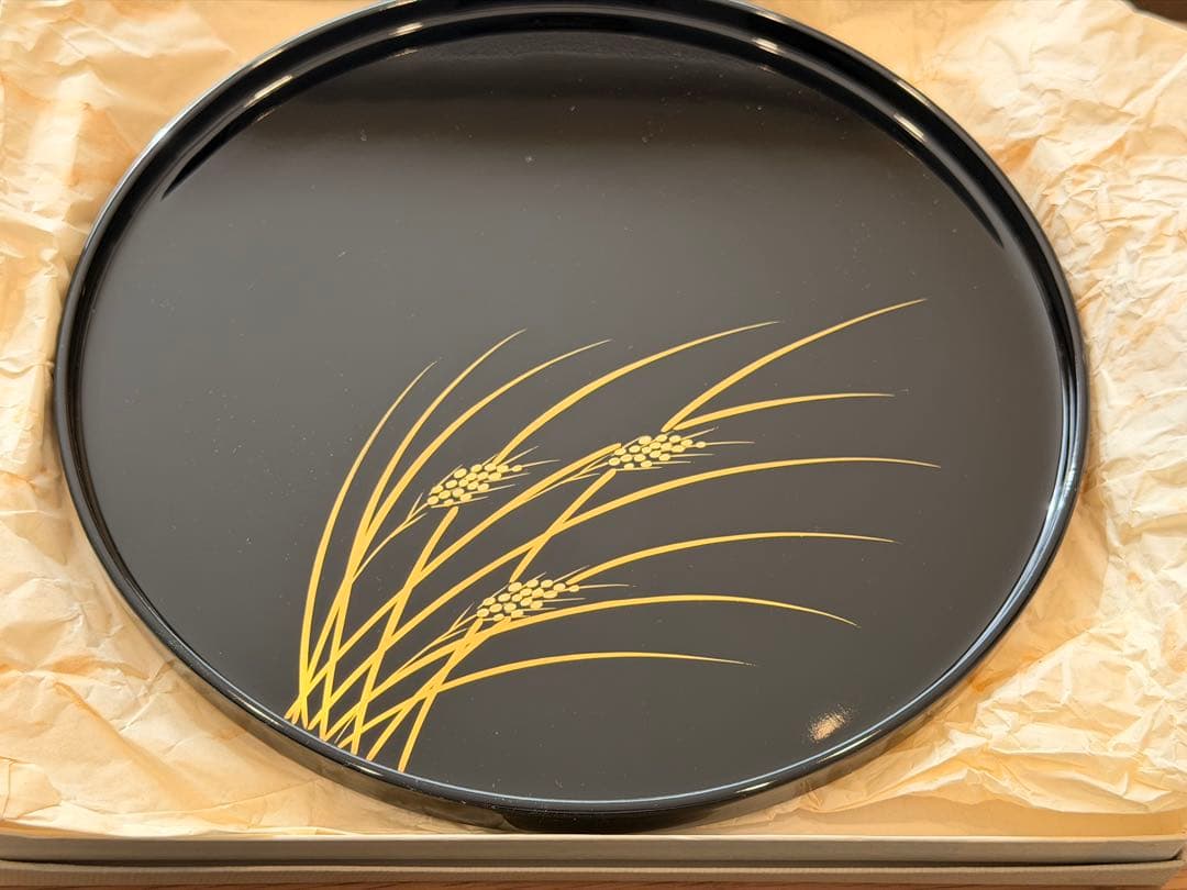 会津塗 丸盆 お盆 3枚セット箱付き 漆器