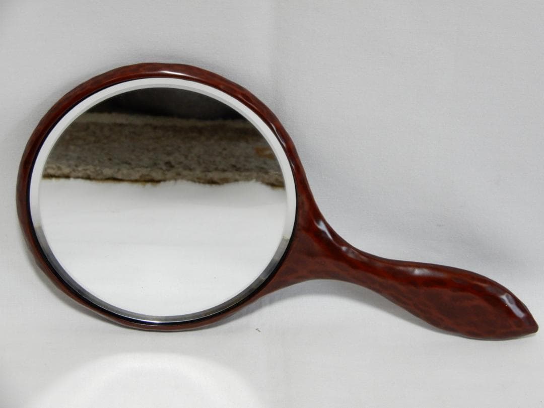 鎌倉彫　手鏡　乙女鏡　朱入り枝梅　揚雅堂　25㎝　化粧箱入未使用