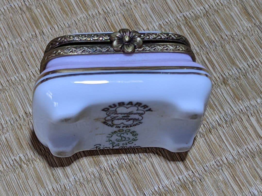 ♦リモージュ フランス製 デュバリー磁器 ４足トリンケットボックス アンティーク