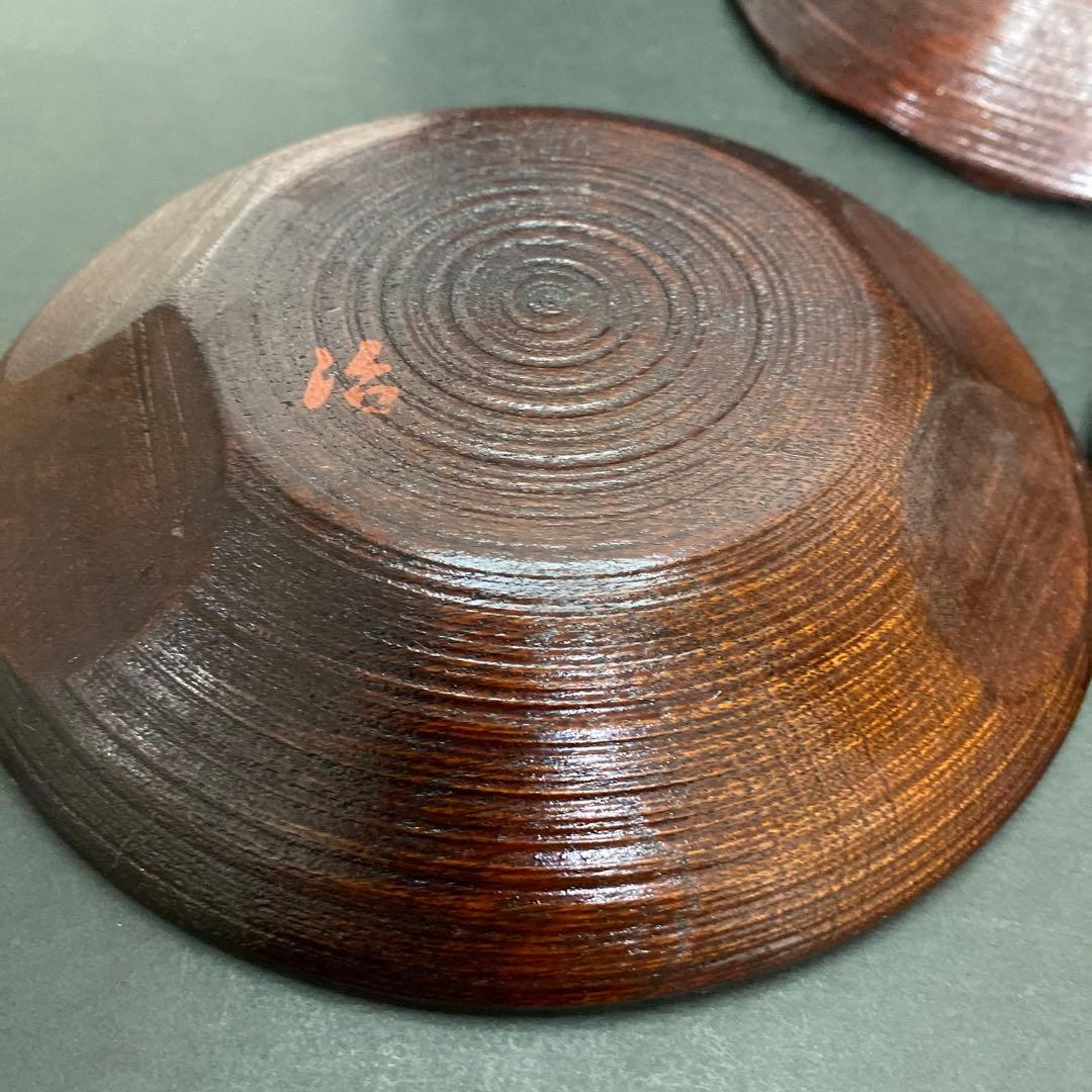 美品✨茶托 村瀬治兵衛 茶道具 本漆皿沢栗 スジ挽 ５客 箱付