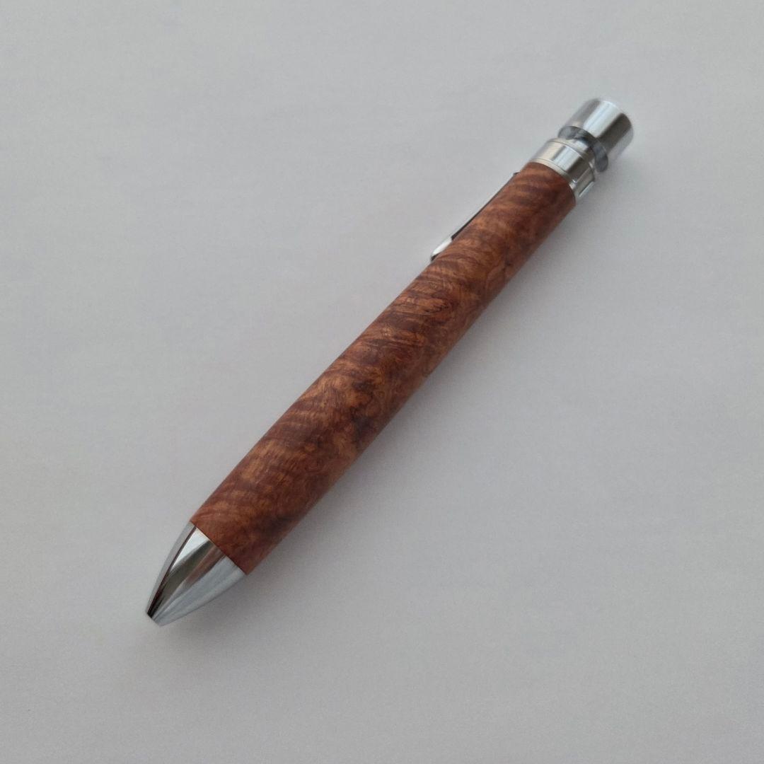 【新品未使用品】工房楔 グラッソ 花梨瘤杢 縮み杢 マルチペン 木軸ペン