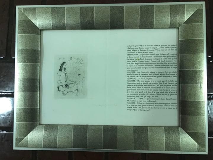 ピカソのスペイン戯曲の中のエッチングの版画紙へのコピー、オリジナルからの物です。