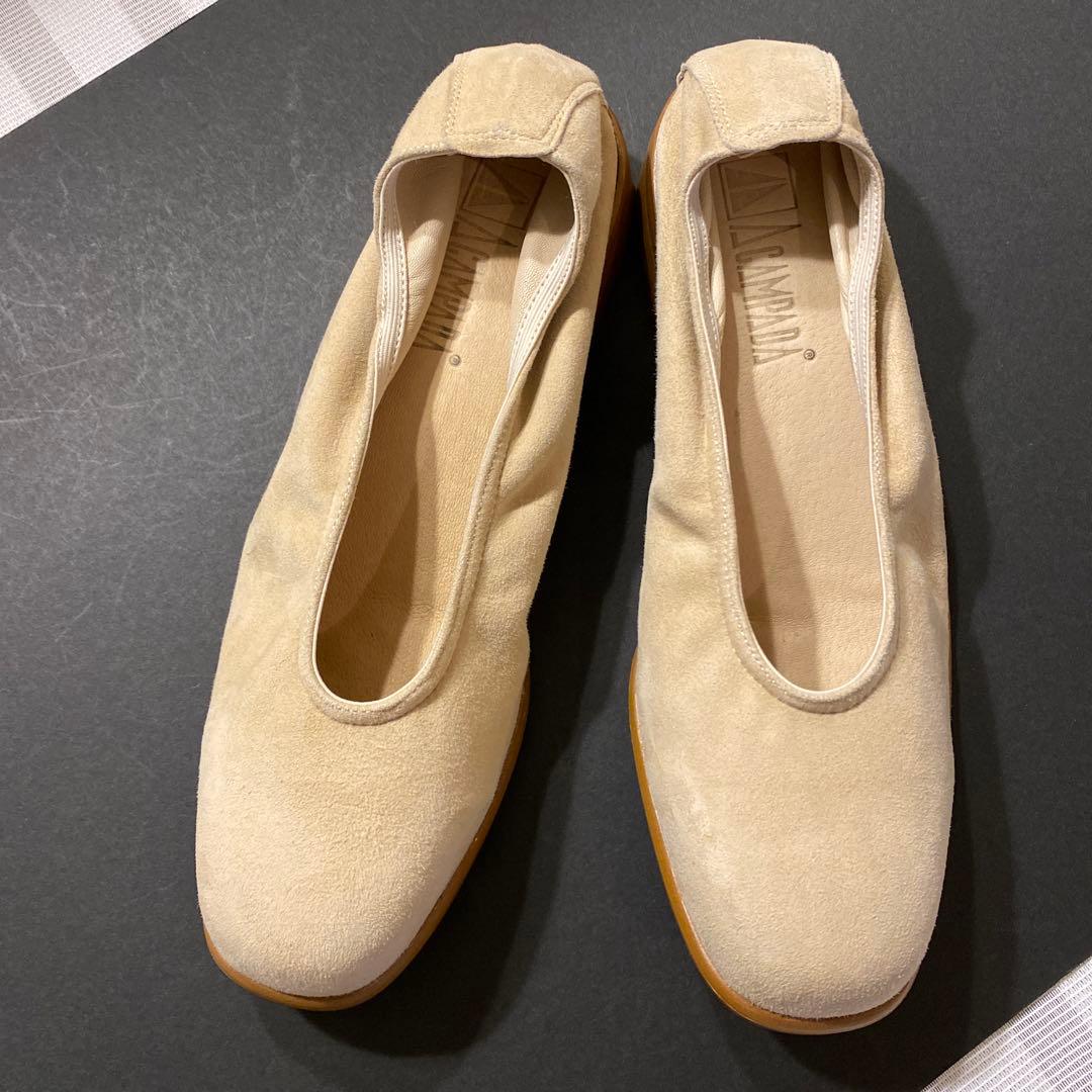 新品牛革スエード サブリナシューズ、SPAIN 製ベージュ、22.5cm