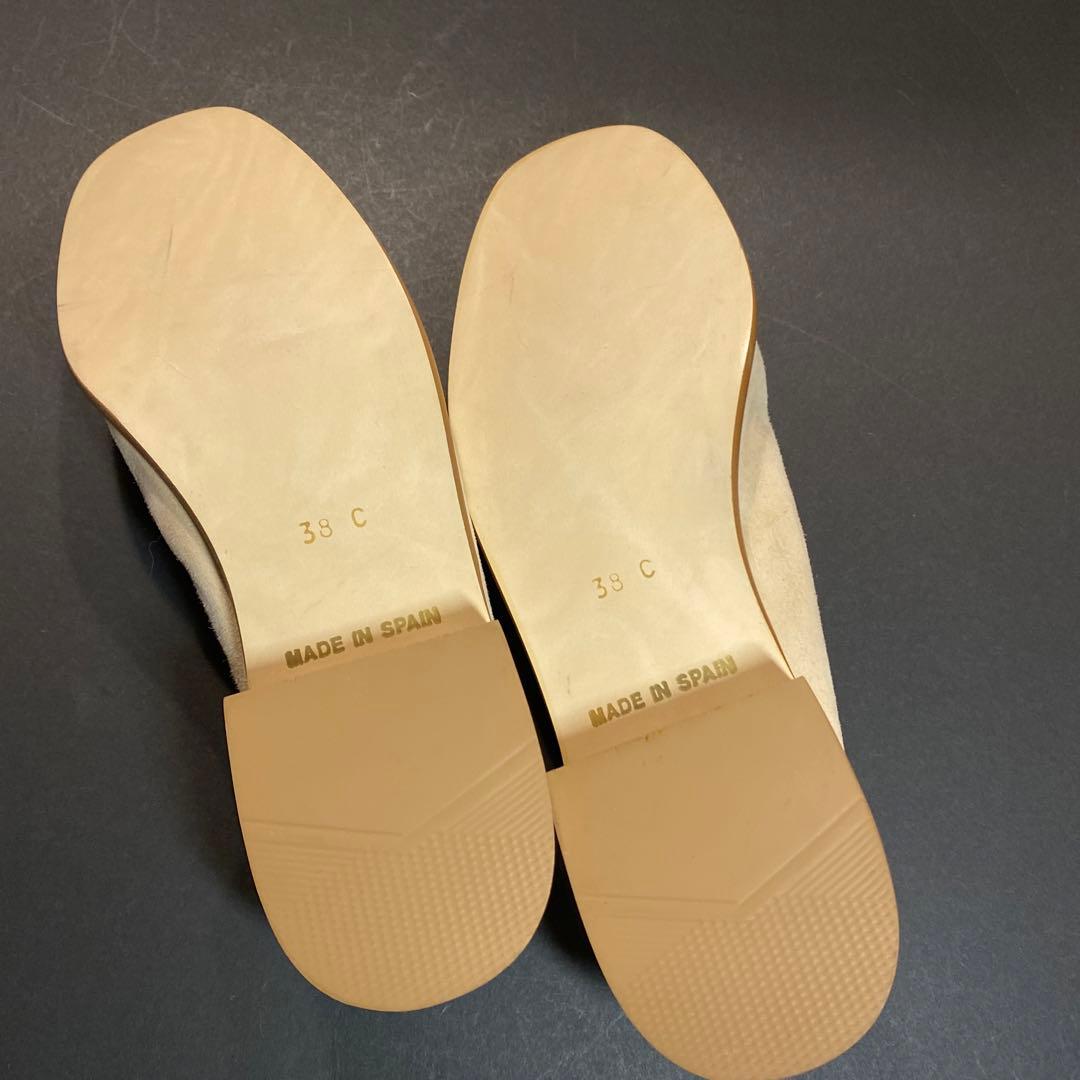 新品牛革スエード サブリナシューズ、SPAIN 製ベージュ、22.5cm