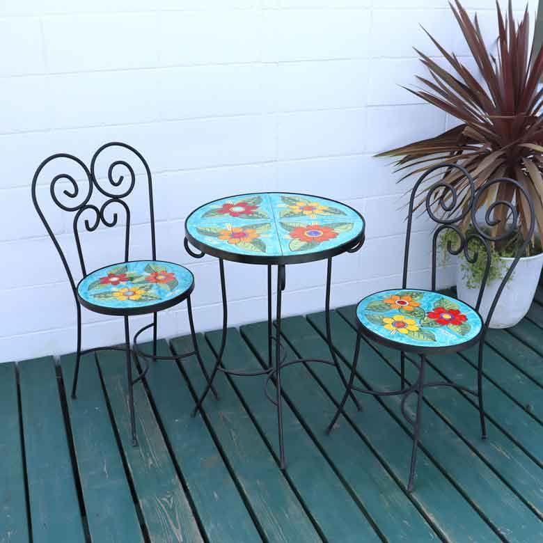 イタリア テーブルセット 花柄 ガーデン 4点セット 53cm ニーノ パルッカ