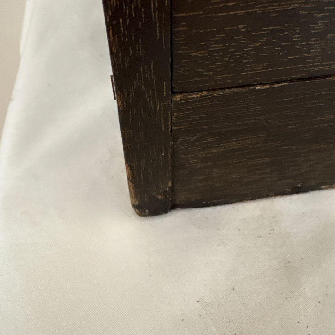 昭和レトロ 木製裁縫箱 ソーイングボックス 連動式 引き出し付き 古道具