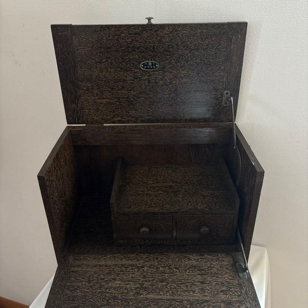 昭和レトロ 木製裁縫箱 ソーイングボックス 連動式 引き出し付き 古道具