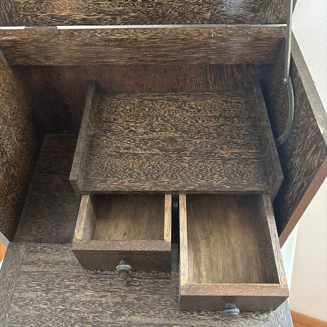 昭和レトロ 木製裁縫箱 ソーイングボックス 連動式 引き出し付き 古道具