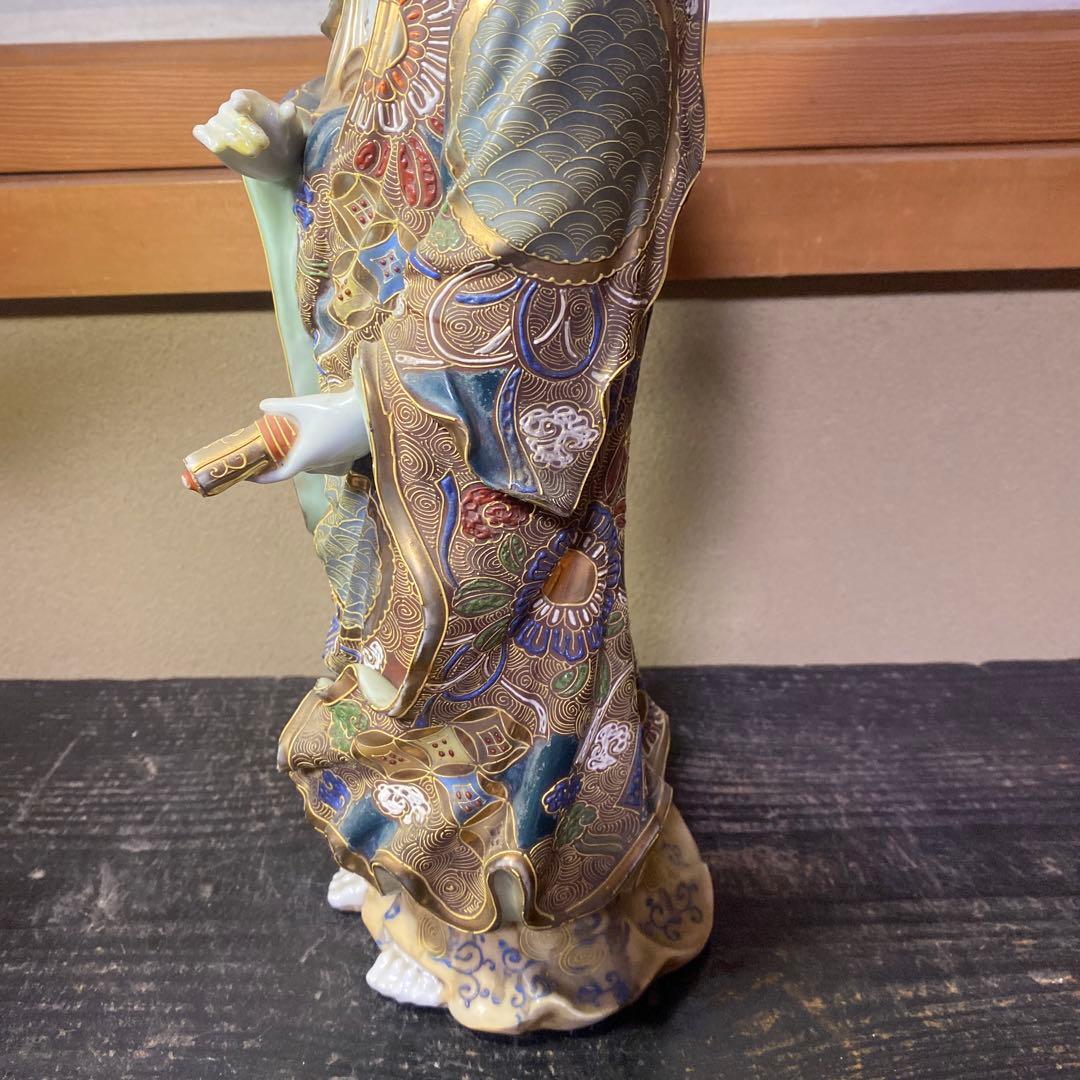 九谷焼　金蘭手観音図置物