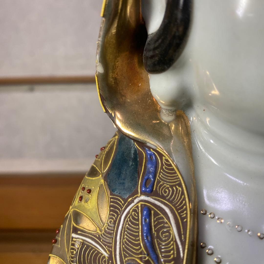 九谷焼　金蘭手観音図置物