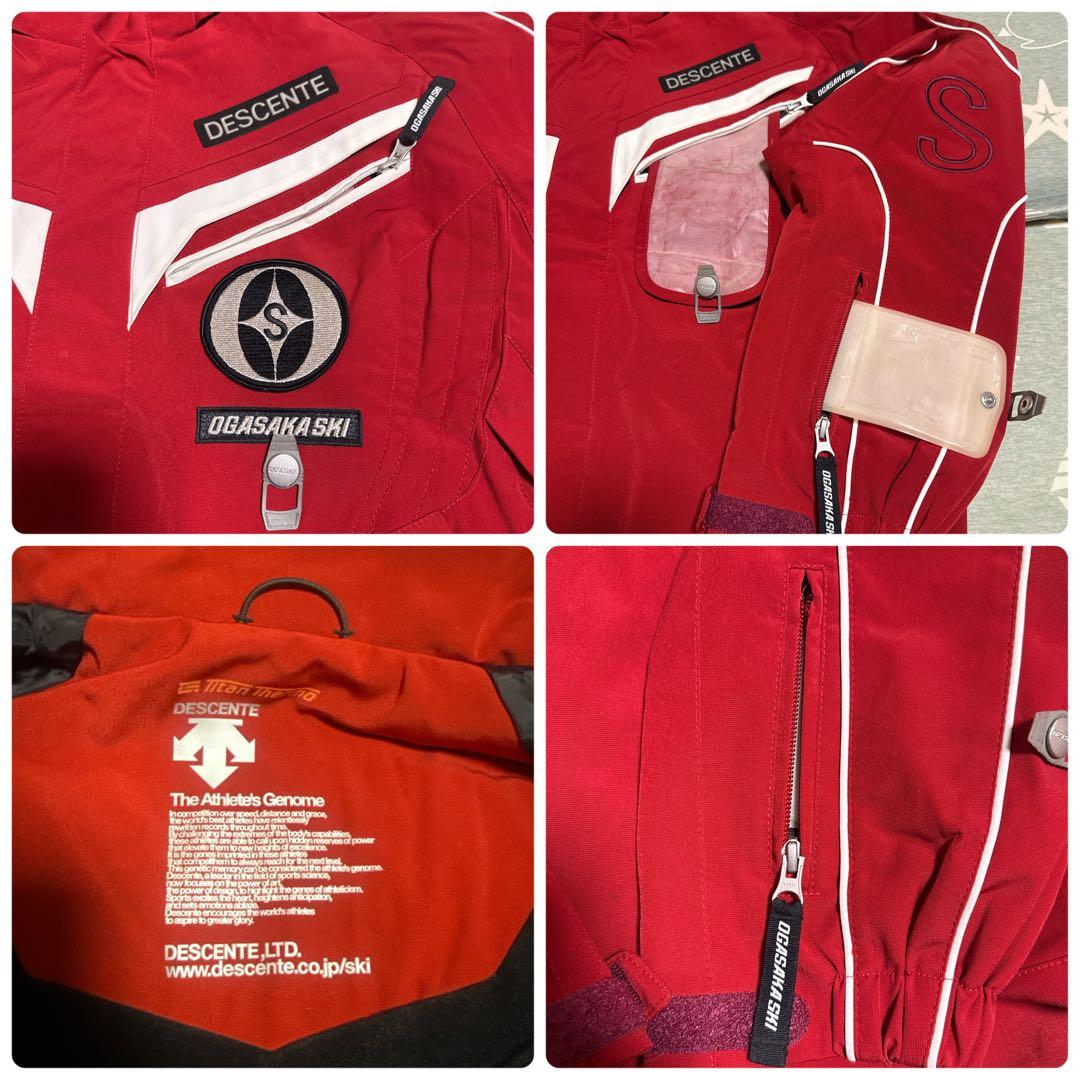 OGSAKA DESCENTE スキーウェア 上下 上着M・パンツ L 赤／黒