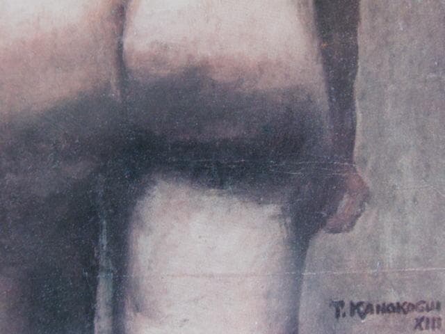 鹿子木孟郎、【裸婦】、希少な大判額装用画集より、新品額装付、状態良好、