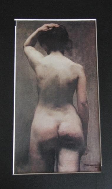 鹿子木孟郎、【裸婦】、希少な大判額装用画集より、新品額装付、状態良好、