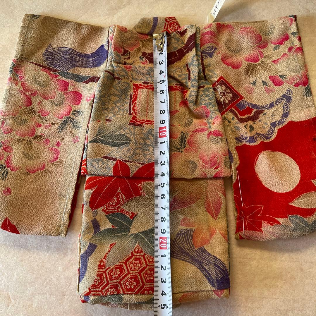 古布　江戸縮緬　桜　お月様　人形の着物　8号　121210