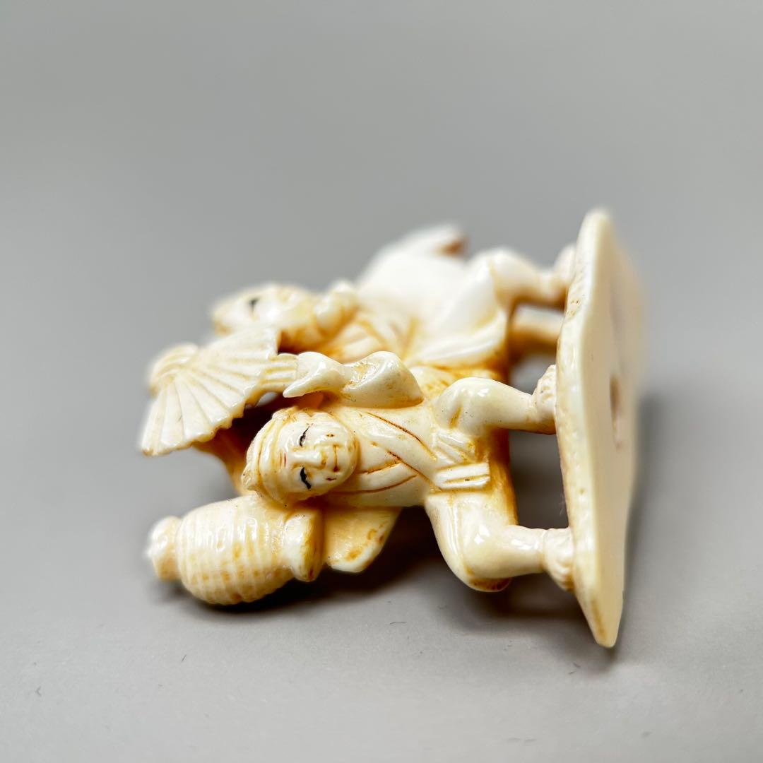 人形彫刻極上根付天然素材アンティーク骨董飾り物古美術置物細密細工