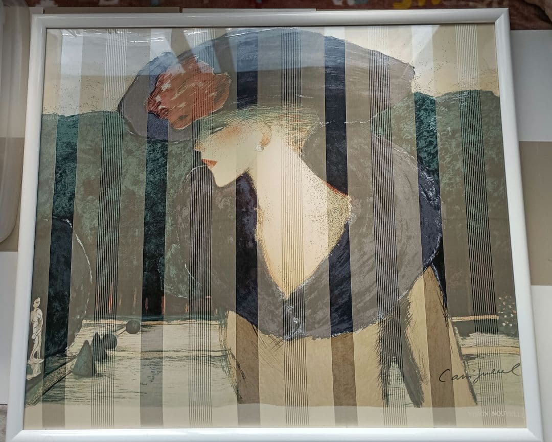 カシニョール「公園のプロフィール」スカーフ　額装