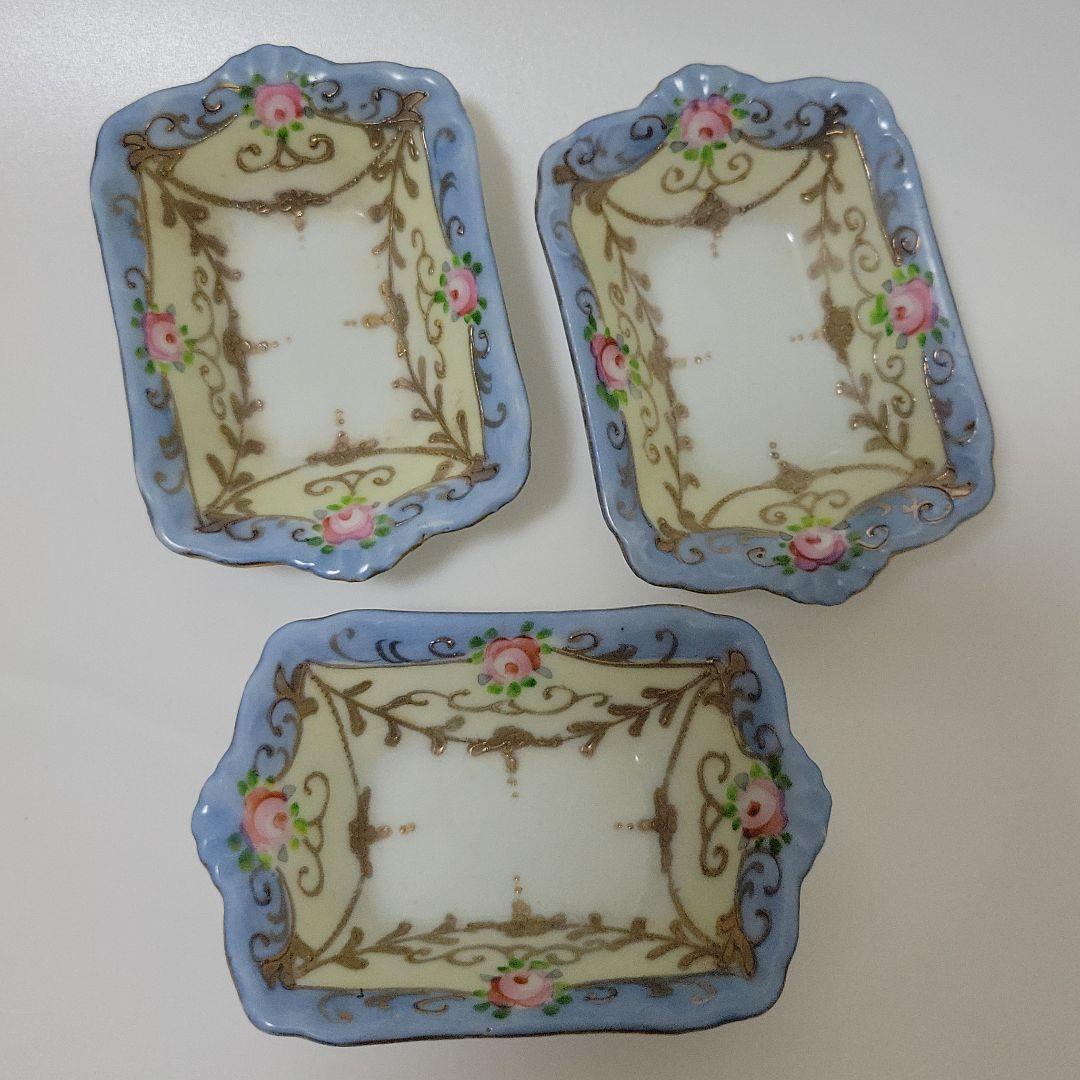 ハンドペイント 輸出用 アンティーク 豆皿 金モール オールドノリタケ風