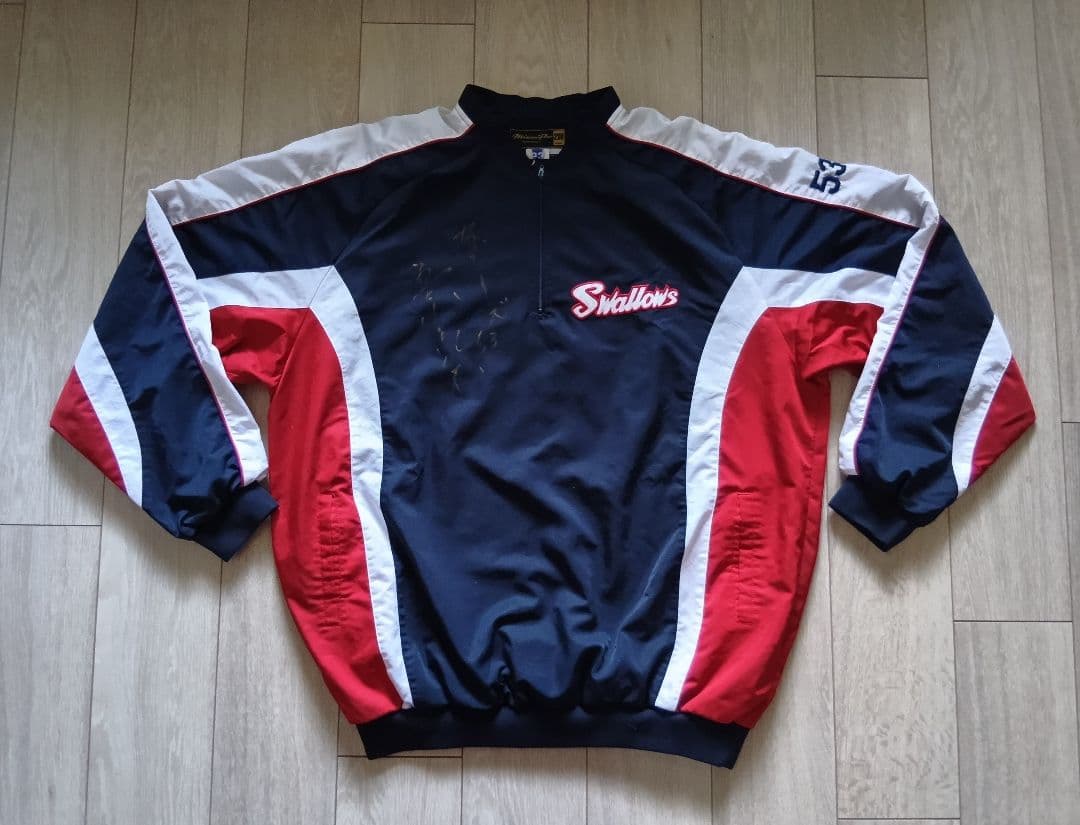 【実使用　サイン】ヤクルトスワローズ　五十嵐　長袖　ゲーマージャケット　2XO