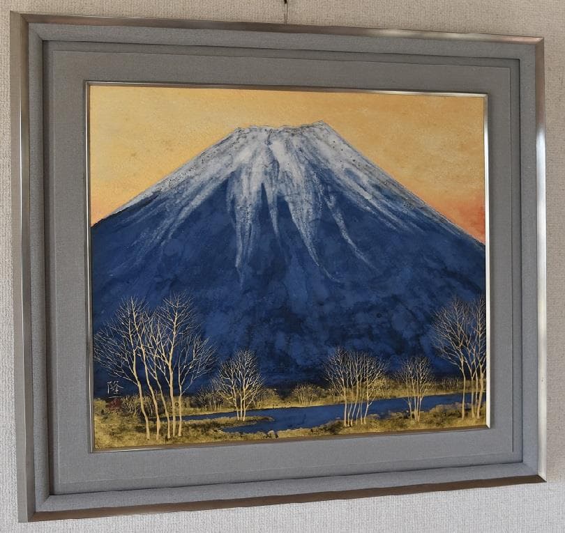 新春・初蔵出しセール・日本画　桝田　隆一画伯　群青富士10号　原画　真作保証