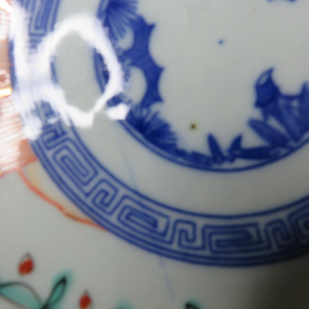 なます皿 5客 松竹梅 色絵付 見込印判 唐草 花文様 明治 木箱