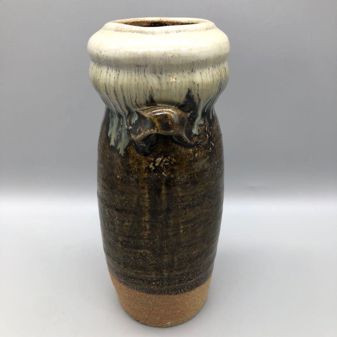 唐津焼朝鮮唐津花入耳付き双耳花瓶花生け華道茶道具ビンテージ伝統工芸骨董品