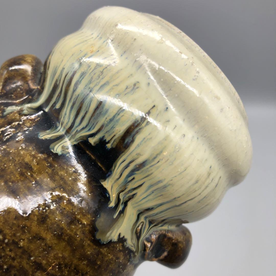 唐津焼朝鮮唐津花入耳付き双耳花瓶花生け華道茶道具ビンテージ伝統工芸骨董品