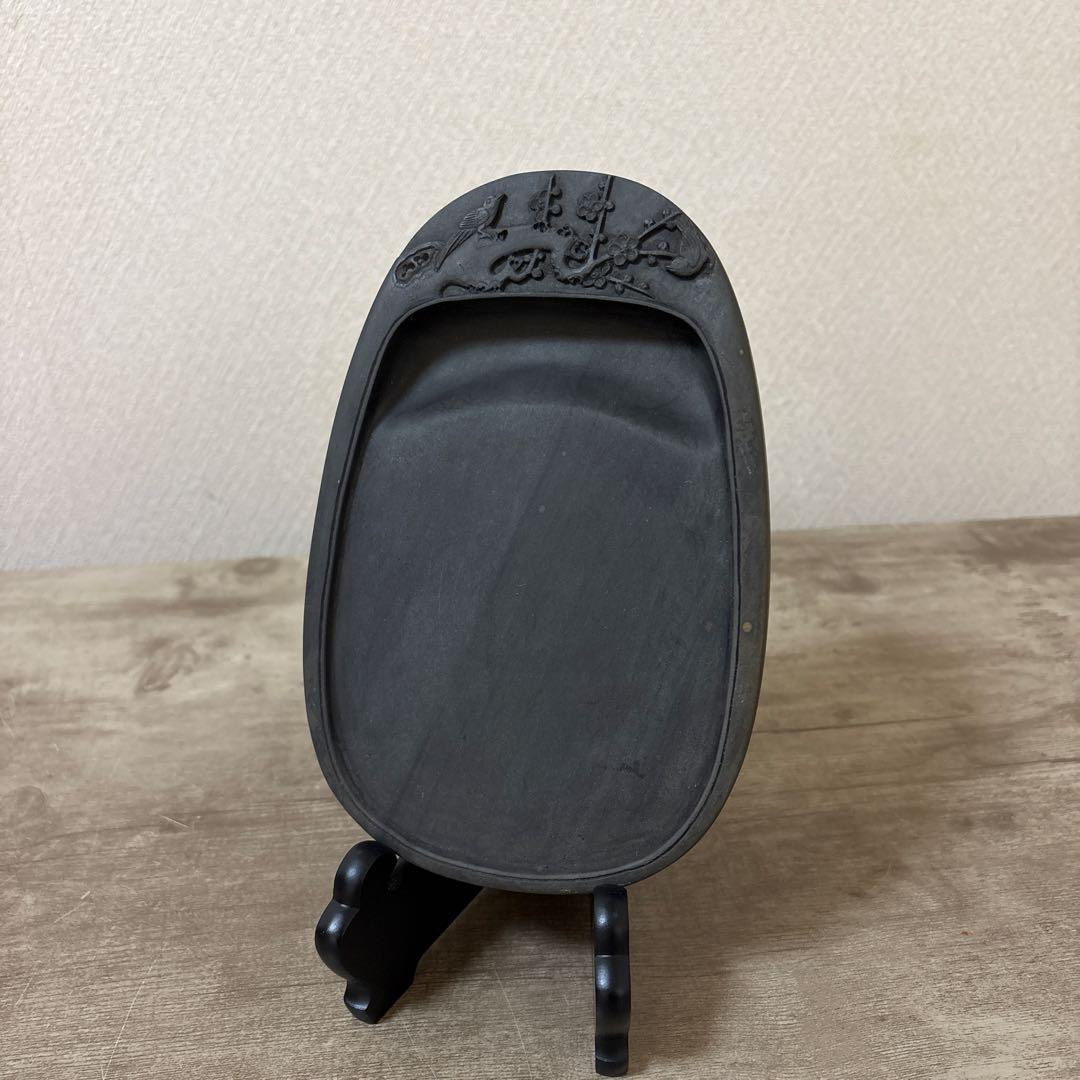 梅花坑　端渓硯　書道具　旧坑　鶯　梅