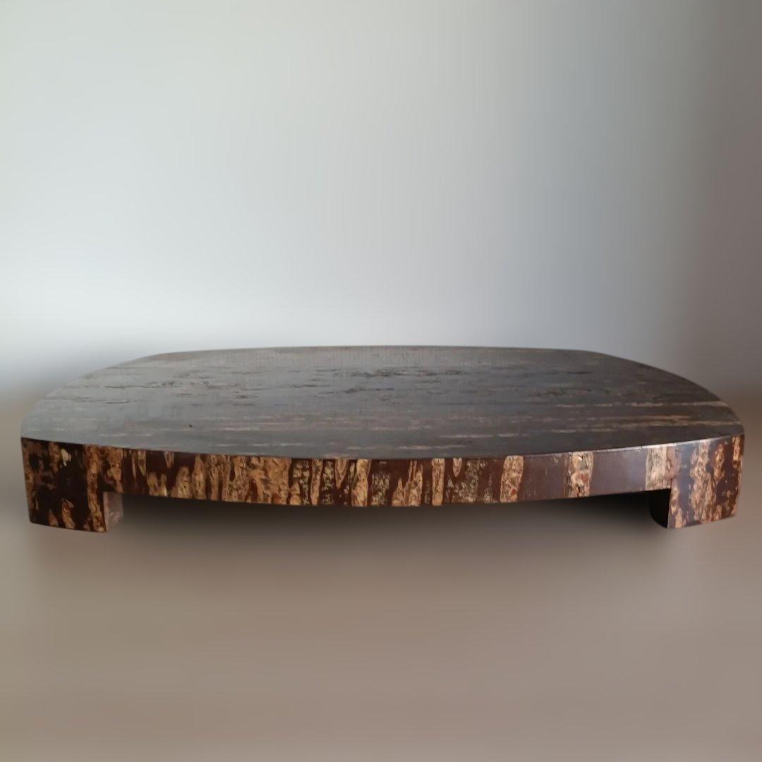 大きい壺　花瓶　焼き物　桜皮細工 の台座付き