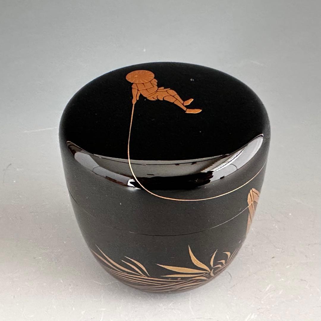 茶道具　曳舟蒔絵　内銀　大棗　日野拓也　共箱　輪島塗　漆芸　ひきふね　薄茶器