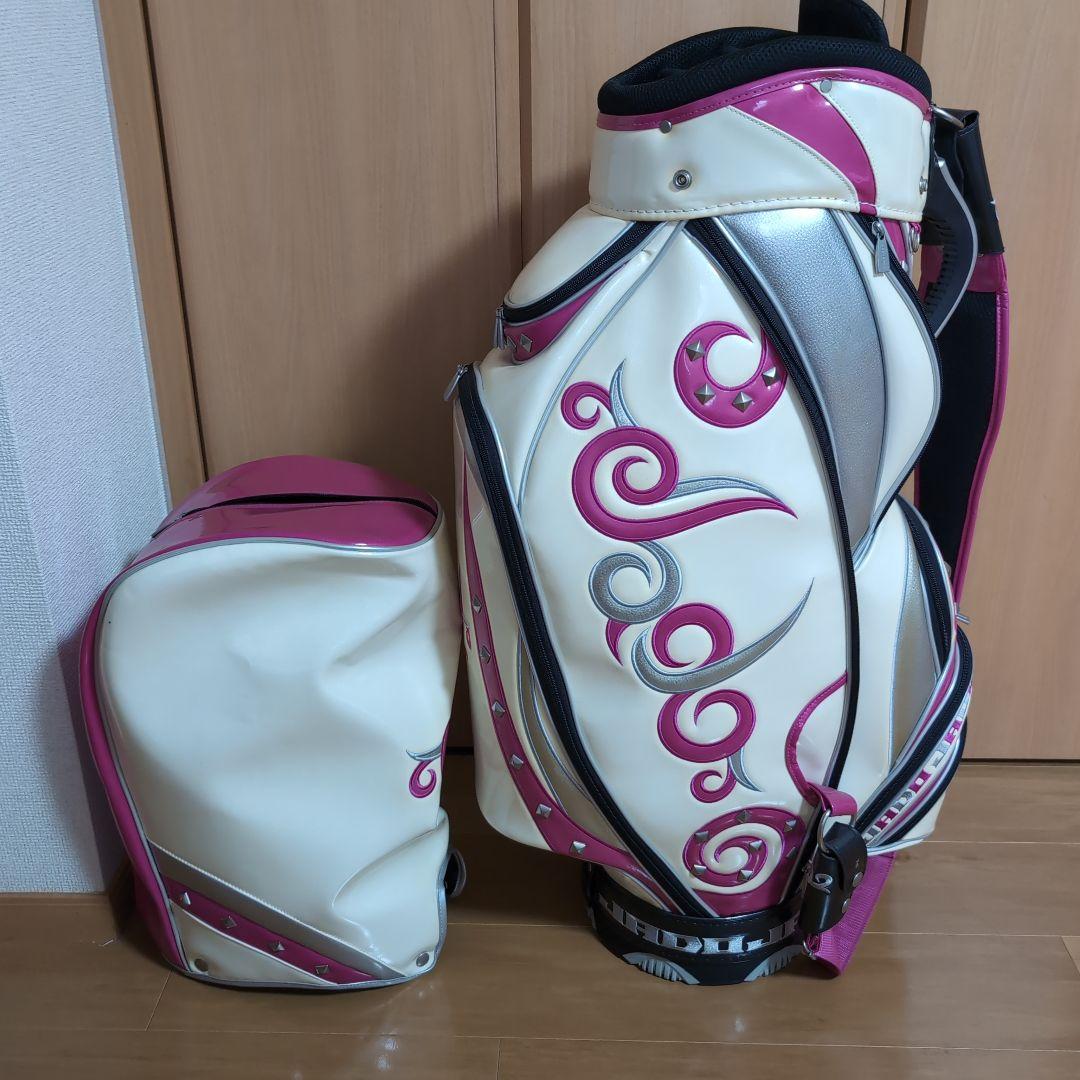 ホワイト/ピンク キャディバッグ