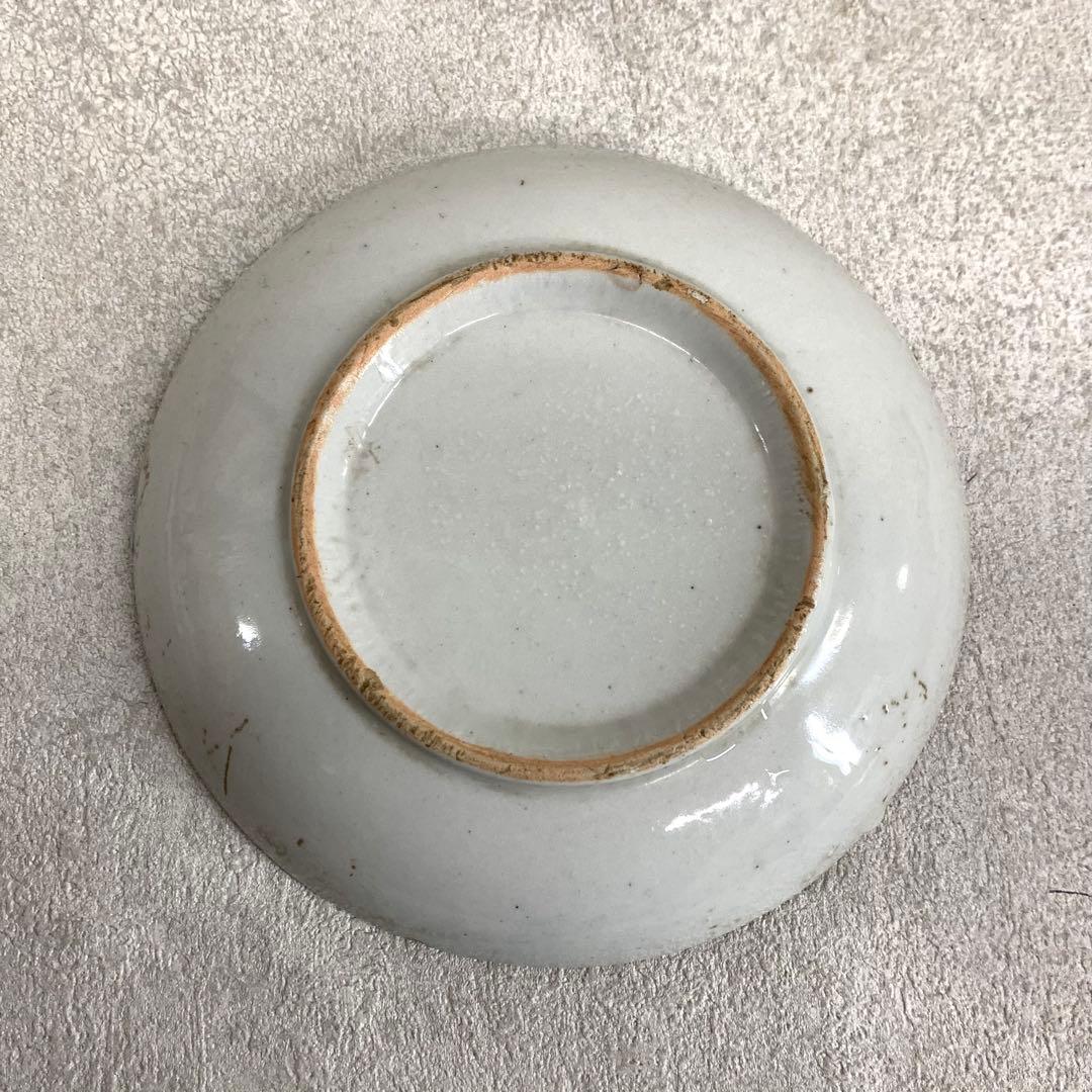 小皿 山仁製 サーカス象 図変わり印判 エラー 明治大正 レトロ 青 A