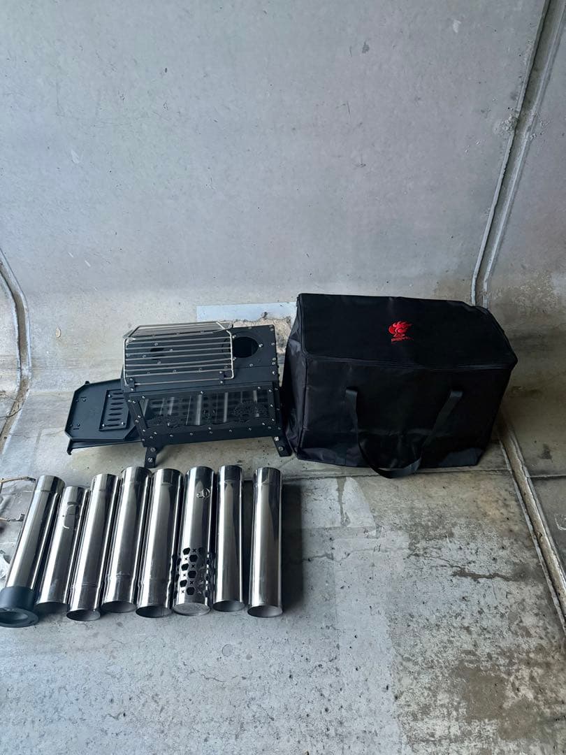 薪ストーブ 黒　収納バック付き　窓付き