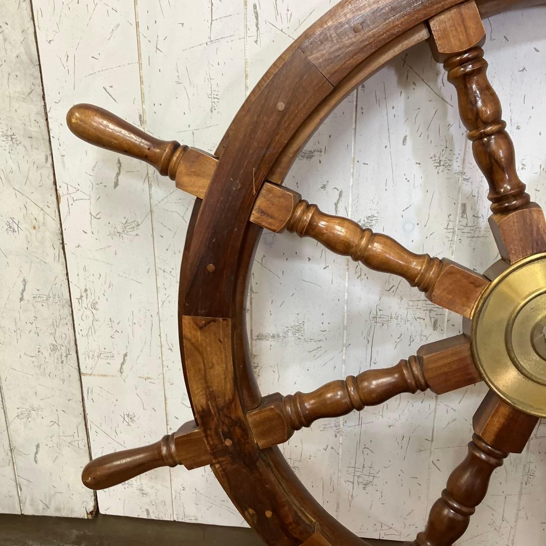 A-1 木製 船の舵輪 8本ハンドル マリンインテリア 操舵輪 ラット ハンドル