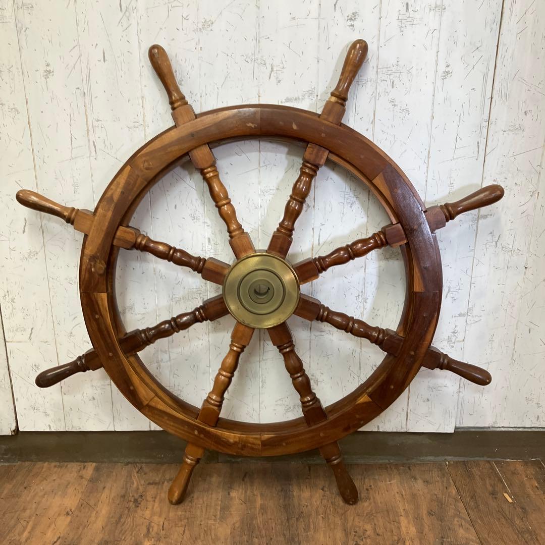 A-1 木製 船の舵輪 8本ハンドル マリンインテリア 操舵輪 ラット ハンドル