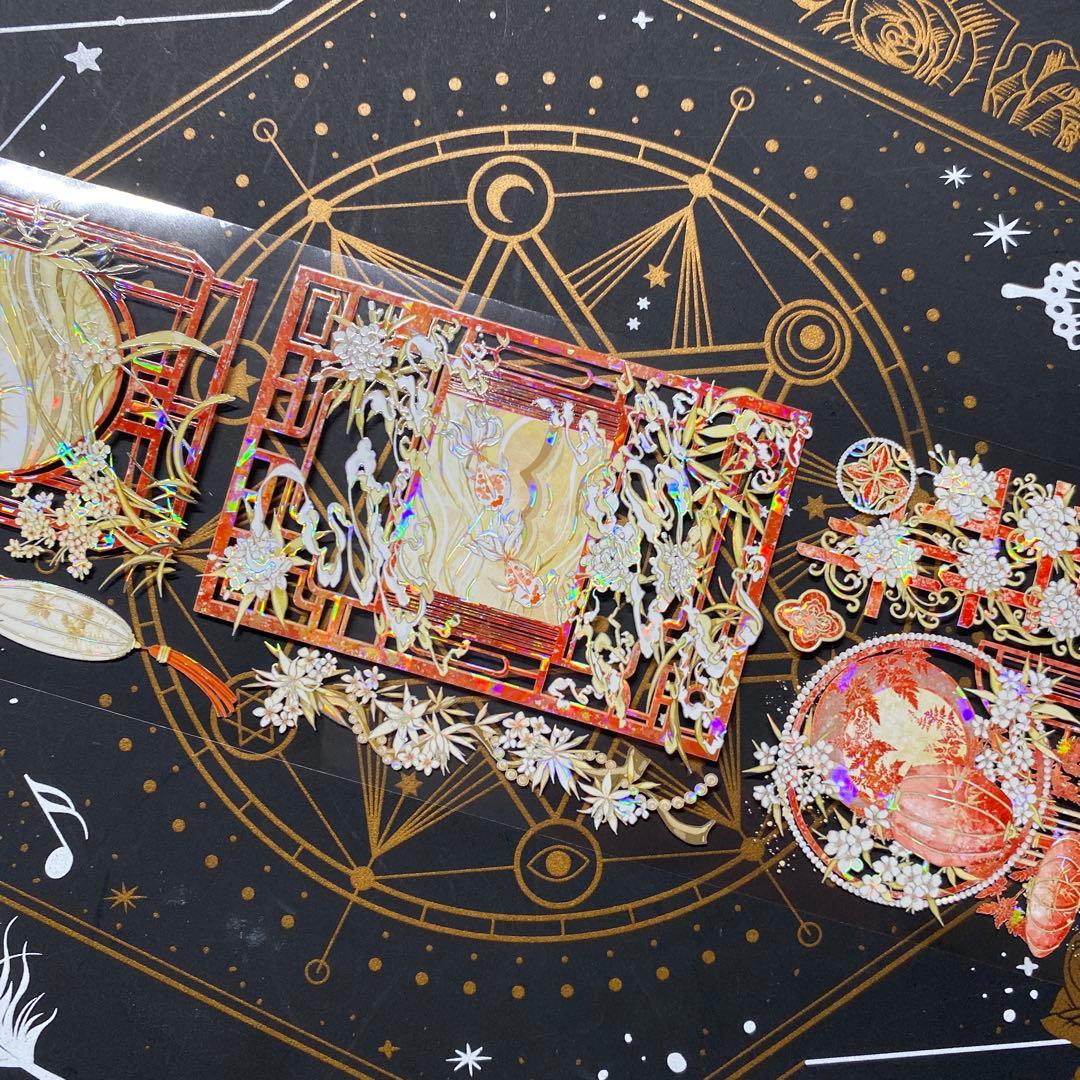 【9170】海外　マステ　中古巻　貝殻光マスキングテープ　古風　装飾背景系