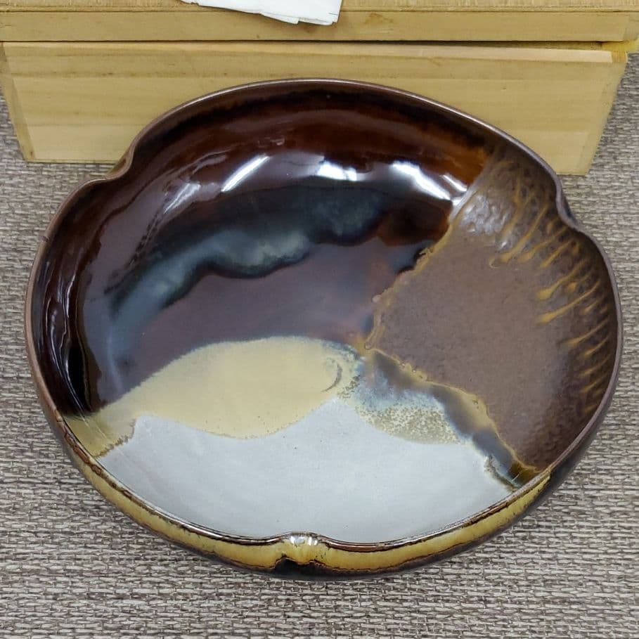 高取焼　雪山作　菓子器　茶道具