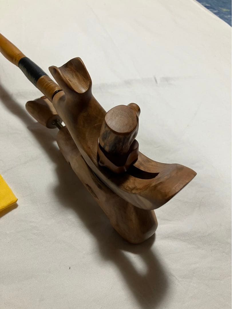 へら釣り用竿掛けらっきょ竹➕天然木万力