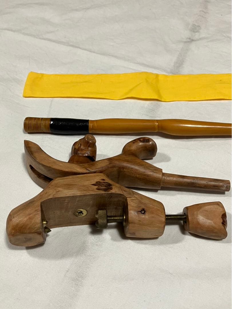 へら釣り用竿掛けらっきょ竹➕天然木万力